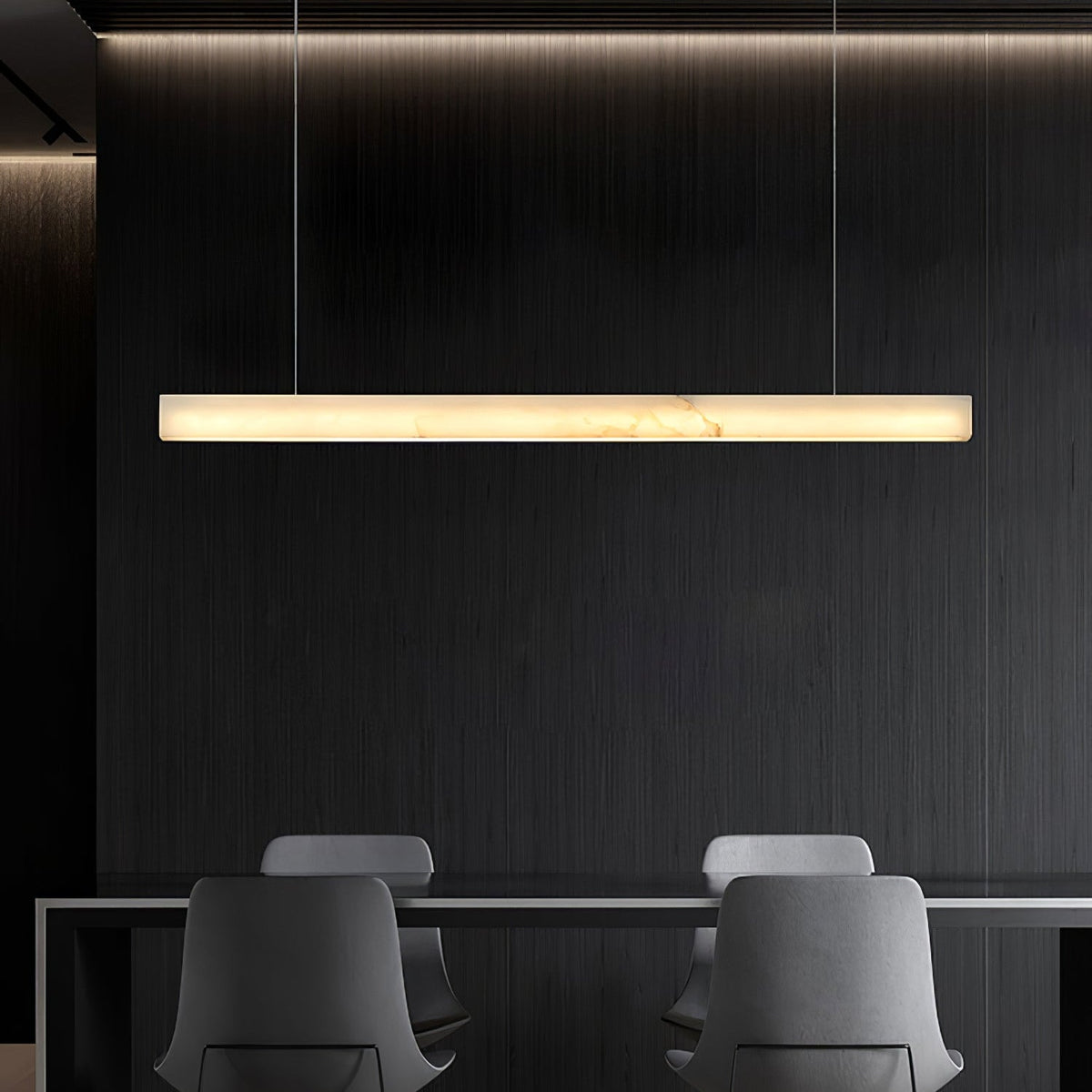Velmore Linea Alabaster LED Pendant Light – Modern Linear Chandelier