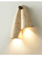 Velo Draped Stone Wall Sconce in Natural Travertine