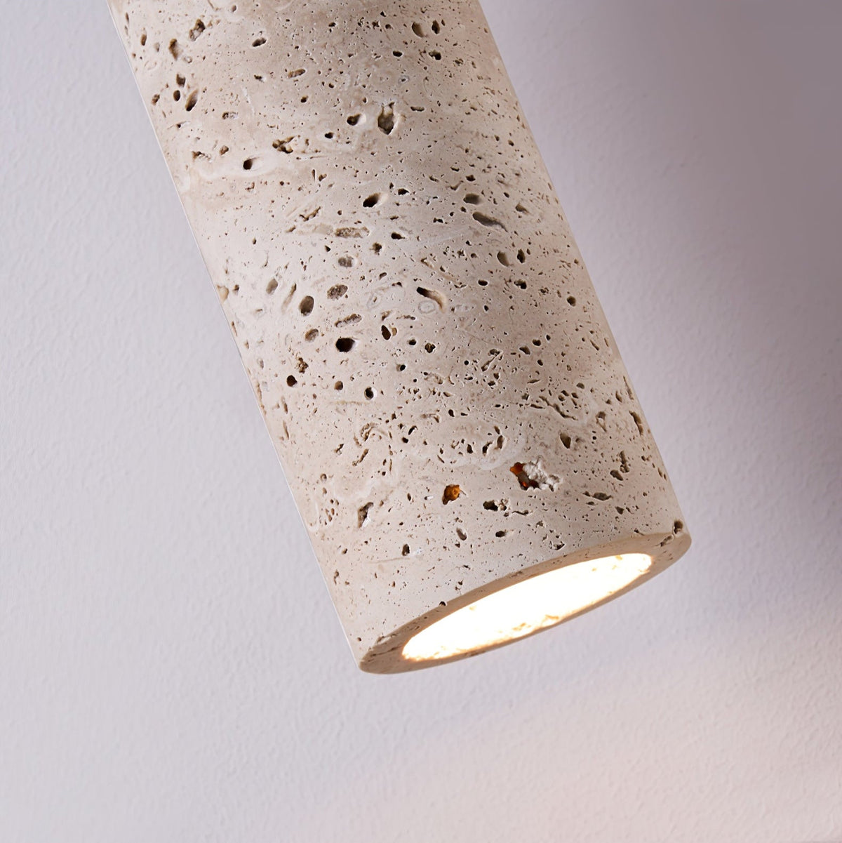 Velora Column Pendant Light in Natural Travertine and Walnut Wood