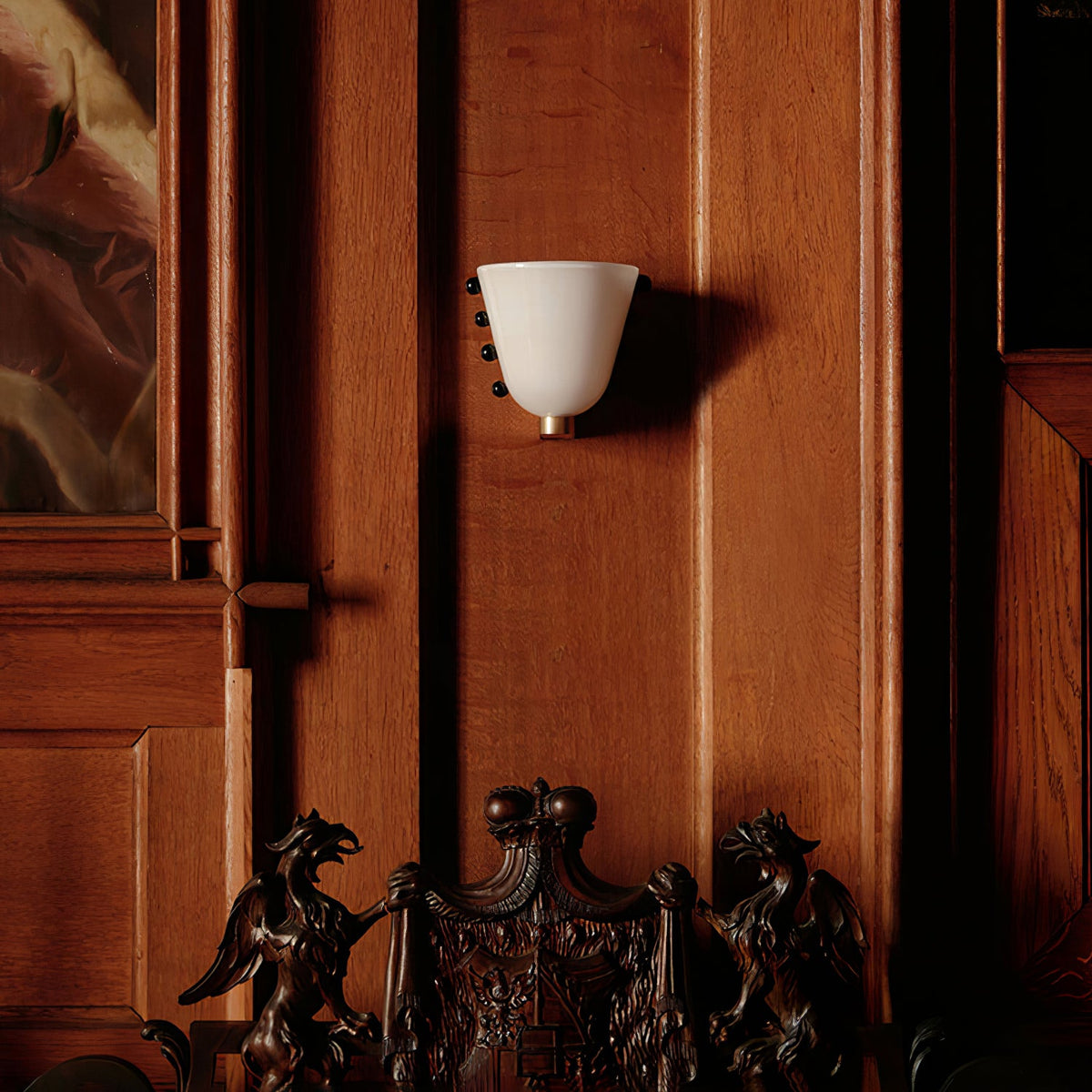 Velora Sculptural Wall Sconce in Matte Gold with Glass Shade