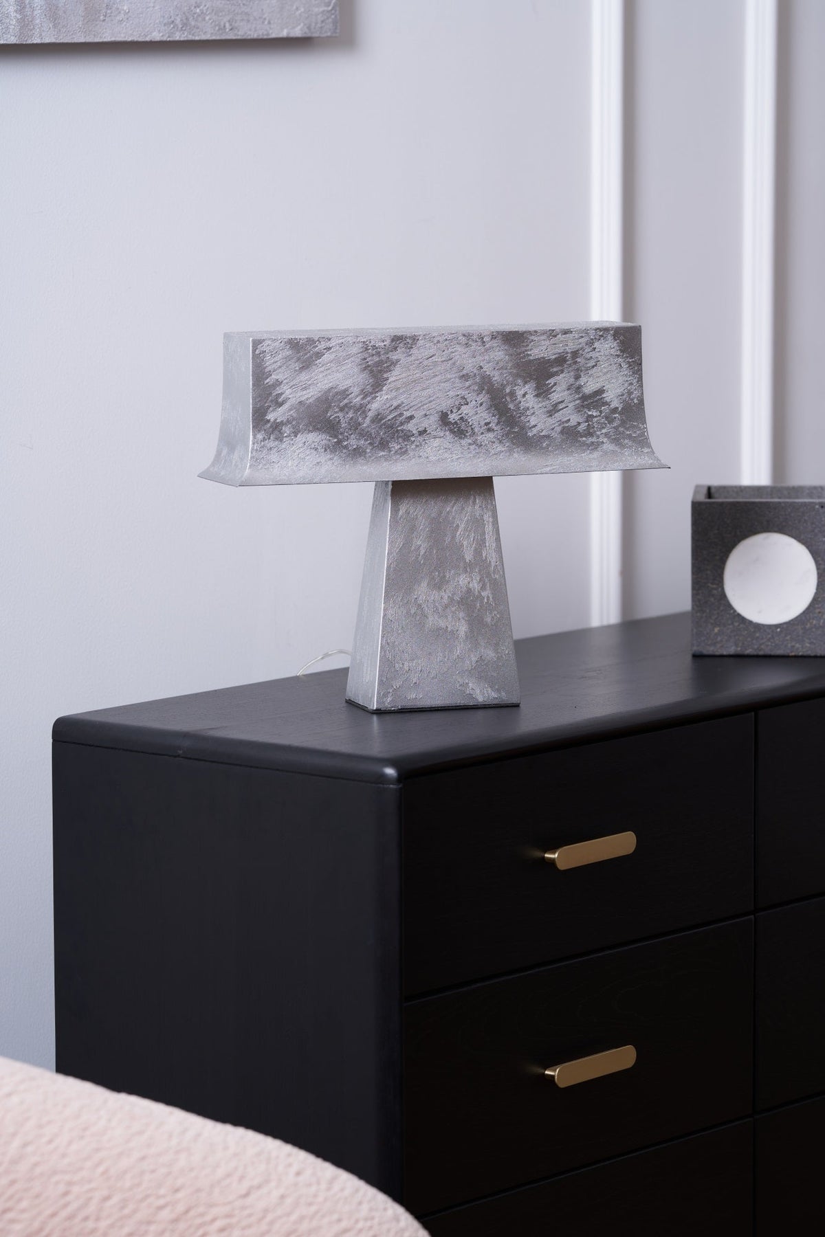 Veltan Sculptural Table Lamp in Antique Stainless Steel for Modern Interiors