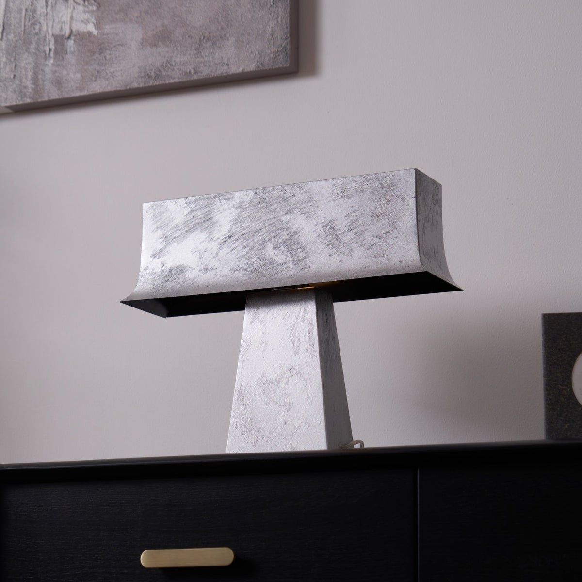 Veltan Sculptural Table Lamp in Antique Stainless Steel for Modern Interiors