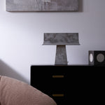 Veltan Sculptural Table Lamp in Antique Stainless Steel for Modern Interiors