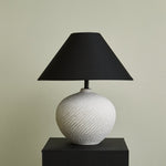 Velvra Sculpted Ceramic Table Lamp with Black Conical Shade