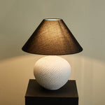 Velvra Sculpted Ceramic Table Lamp with Black Conical Shade
