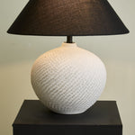 Velvra Sculpted Ceramic Table Lamp with Black Conical Shade