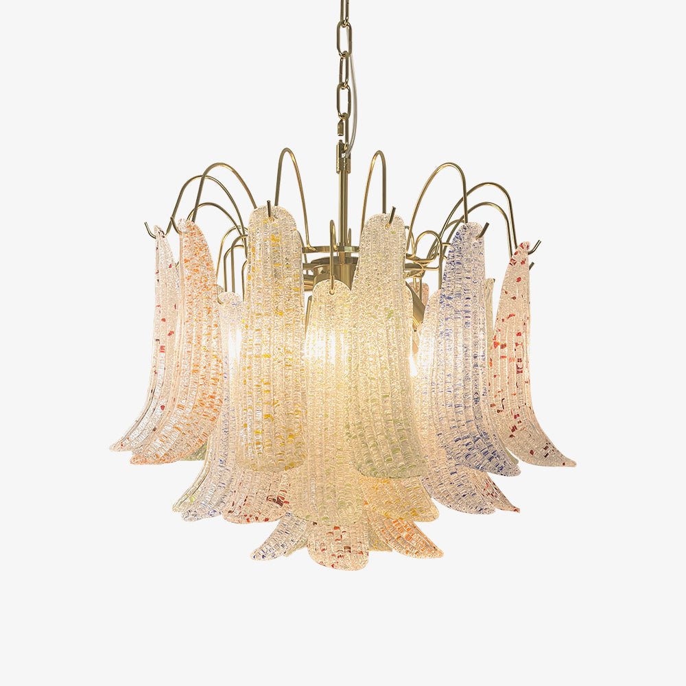 Venini Style Murano Glass Chandelier with Gold Finish – Modern Designer Lighting