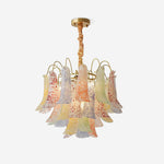 Venini Style Murano Glass Chandelier with Gold Finish – Modern Designer Lighting