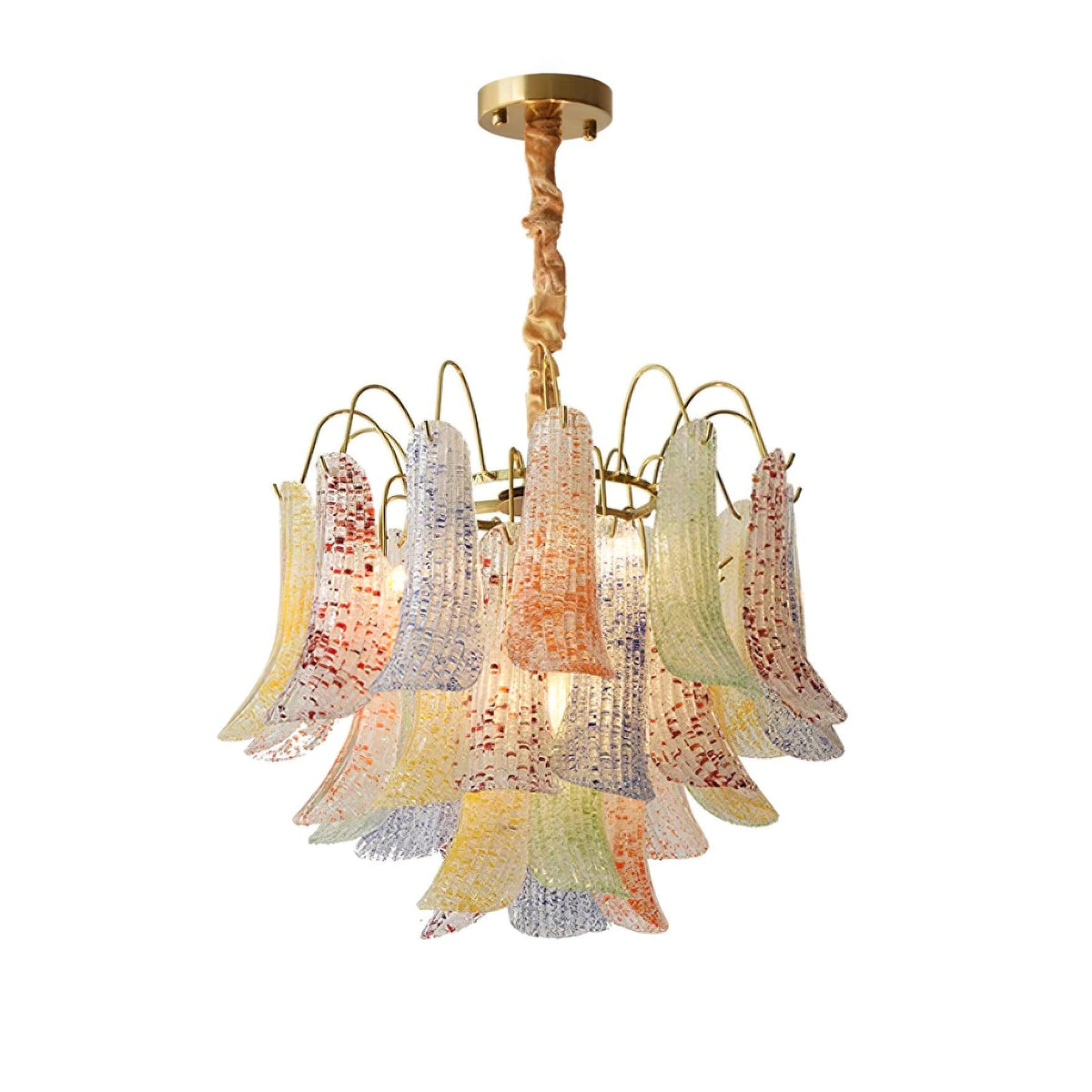 Venini Style Murano Glass Chandelier with Gold Finish – Modern Designer Lighting
