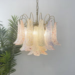 Venini Style Murano Glass Chandelier with Gold Finish – Modern Designer Lighting