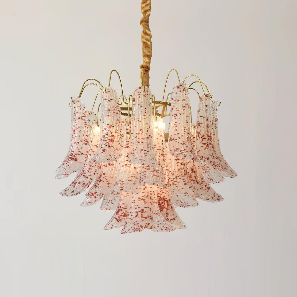 Venini Style Murano Glass Chandelier with Gold Finish – Modern Designer Lighting