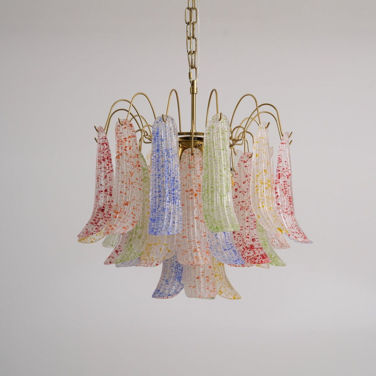 Venini Style Murano Glass Chandelier with Gold Finish – Modern Designer Lighting