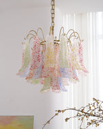 Venini Style Murano Glass Chandelier with Gold Finish – Modern Designer Lighting