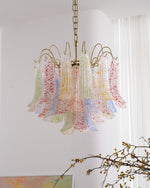 Venini Style Murano Glass Chandelier with Gold Finish – Modern Designer Lighting