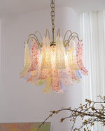 Venini Style Murano Glass Chandelier with Gold Finish – Modern Designer Lighting