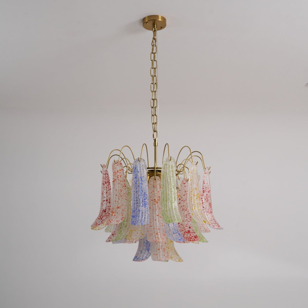 Venini Style Murano Glass Chandelier with Gold Finish – Modern Designer Lighting