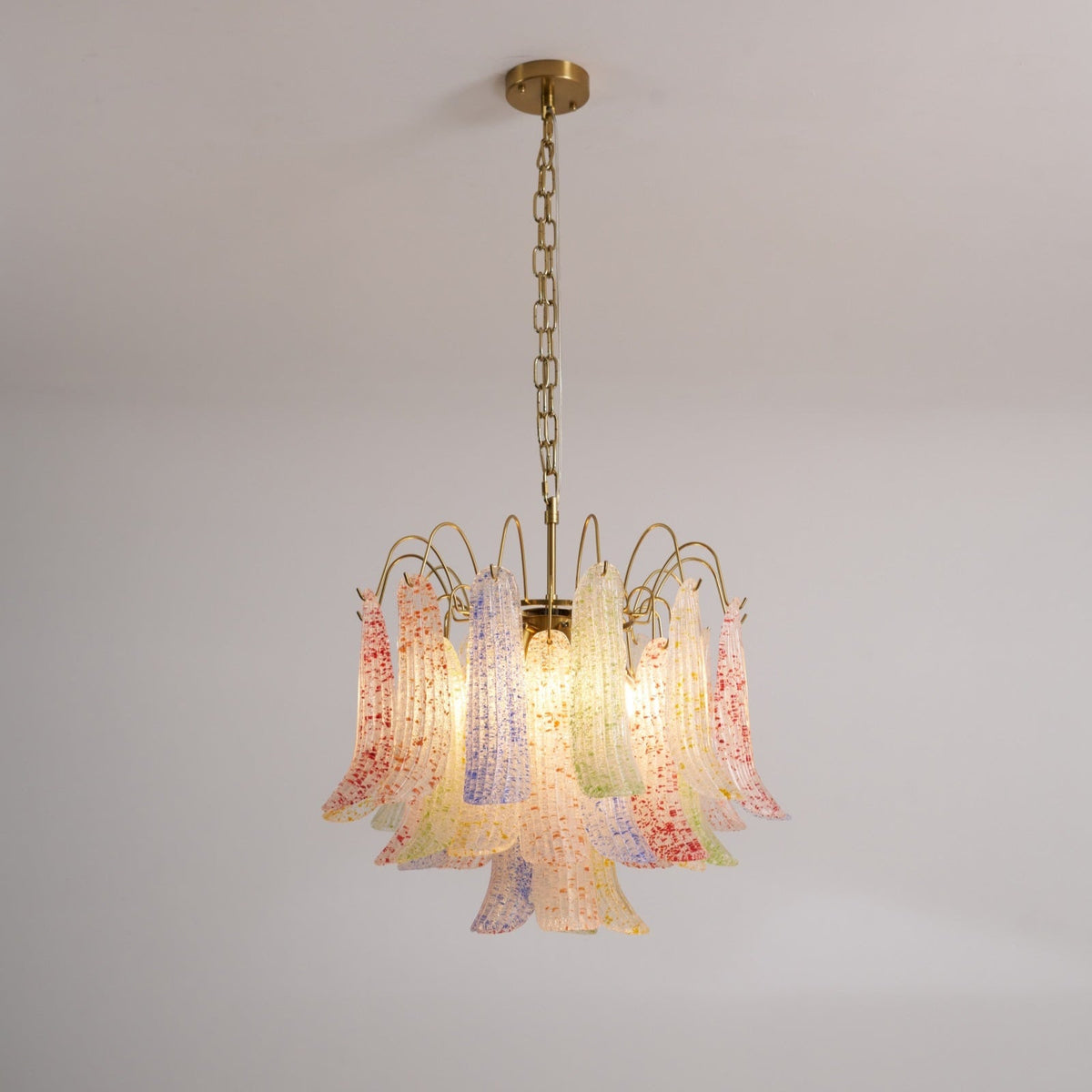 Venini Style Murano Glass Chandelier with Gold Finish – Modern Designer Lighting