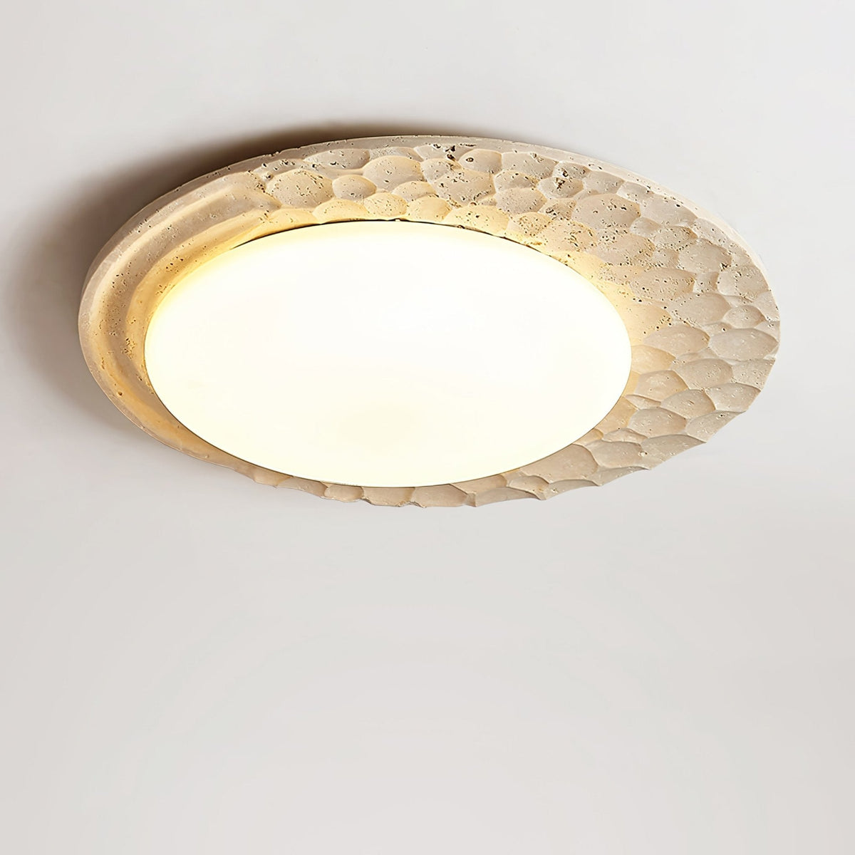 Venus Textured Stone Ceiling Light in Yellow Travertine