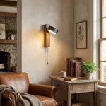 Vera Wall Sconce in Black Travertine and Walnut