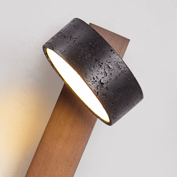 Vera Wall Sconce in Black Travertine and Walnut