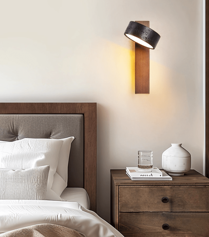 Vera Wall Sconce in Black Travertine and Walnut