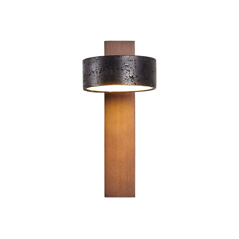 Vera Wall Sconce in Black Travertine and Walnut