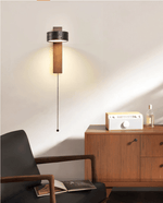 Vera Wall Sconce in Black Travertine and Walnut