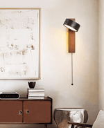 Vera Wall Sconce in Black Travertine and Walnut