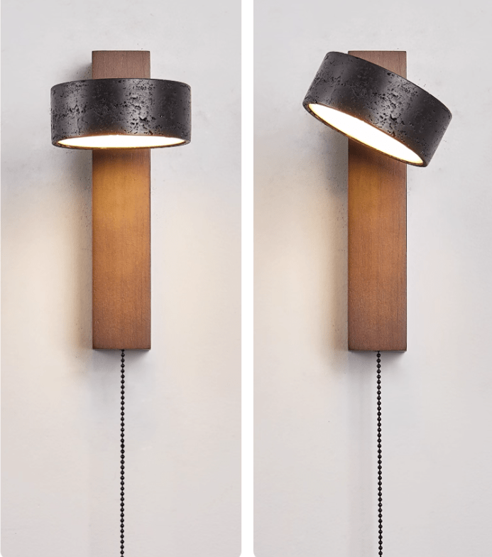 Vera Wall Sconce in Black Travertine and Walnut