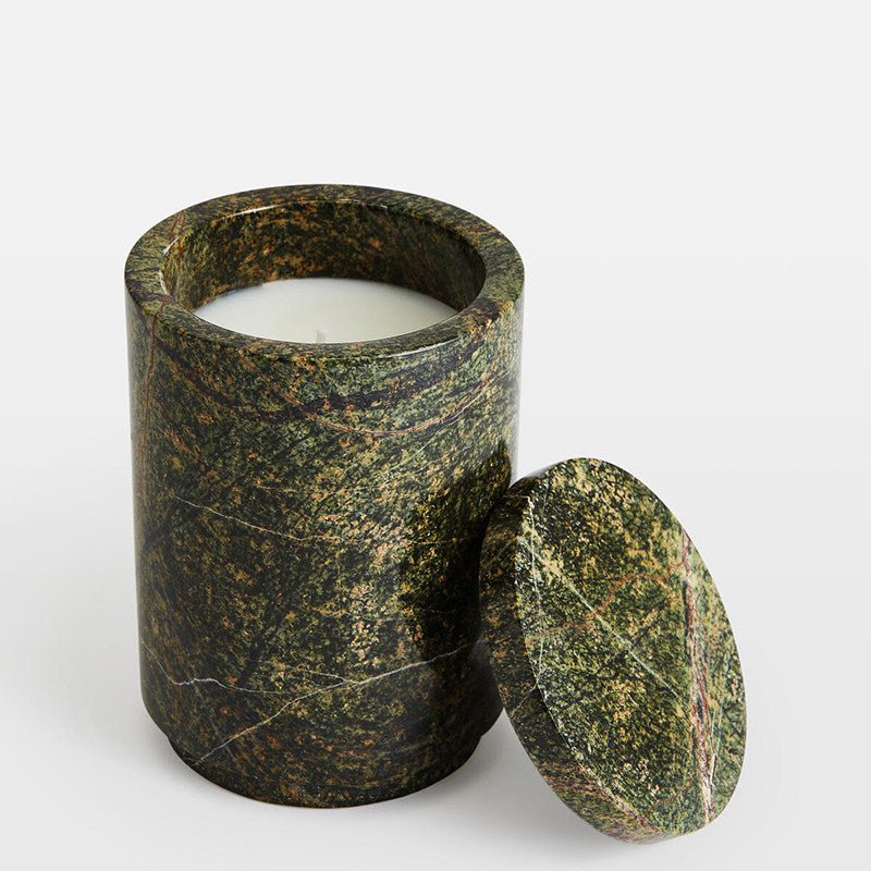 Verdant Stone Candle Holder – Sculptural Marble Table Accent