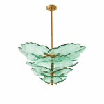 Verdant Petal Glass Chandelier in Brass for Dining Room and Living Room