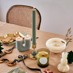 Verdant Sphere Candle Holder — Sculptural Brass & Marble Table Accent
