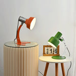 Fish Tail Arch Table Lamp with Adjustable Shade in Chrome and Vibrant Finishes