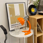 Fish Tail Arch Table Lamp with Adjustable Shade in Chrome and Vibrant Finishes