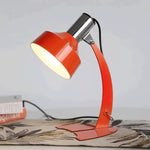 Fish Tail Arch Table Lamp with Adjustable Shade in Chrome and Vibrant Finishes
