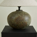 Verdigris Echo Ceramic Table Lamp with Linen Shade for Living Room & Bedroom