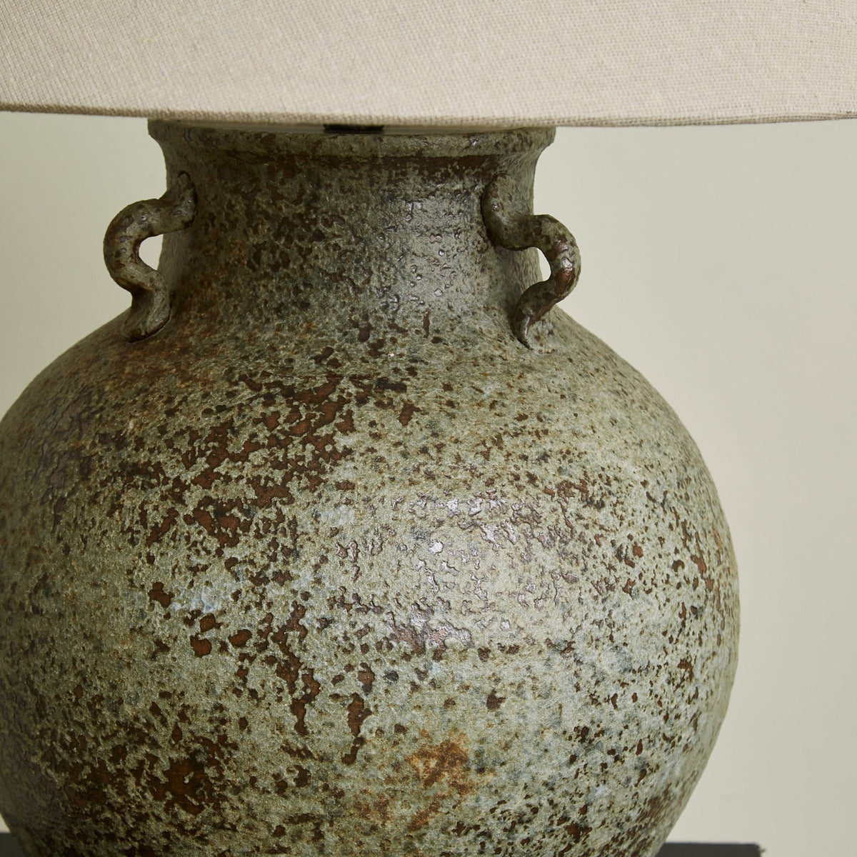 Verdigris Ceramic Table Lamp with Fabric Shade for Living Room