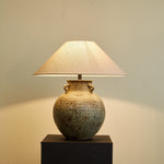 Verdigris Ceramic Table Lamp with Fabric Shade for Living Room