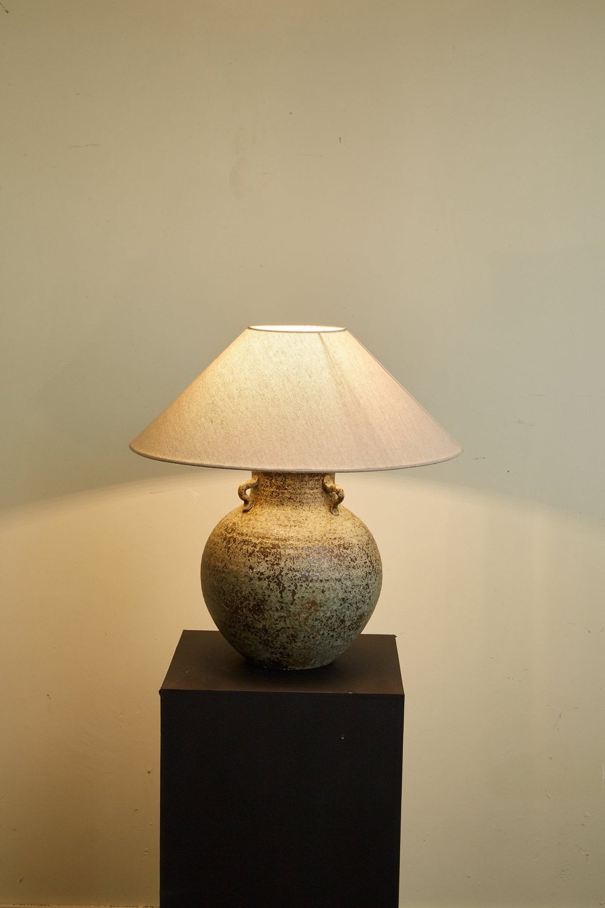 Verdigris Ceramic Table Lamp with Fabric Shade for Living Room