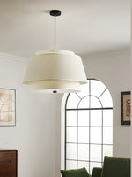 Verdura Double-Layer Fabric Drum Pendant Light for Dining and Living Spaces