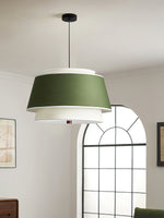 Verdura Double-Layer Fabric Drum Pendant Light for Dining and Living Spaces