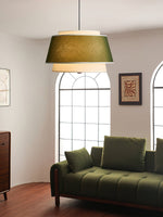 Verdura Double-Layer Fabric Drum Pendant Light for Dining and Living Spaces