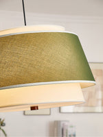 Verdura Double-Layer Fabric Drum Pendant Light for Dining and Living Spaces