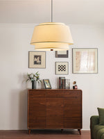 Verdura Double-Layer Fabric Drum Pendant Light for Dining and Living Spaces