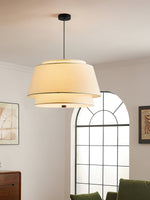 Verdura Double-Layer Fabric Drum Pendant Light for Dining and Living Spaces