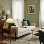 Verdura Dome Small Table Lamp in Marble and Brass with Green Glass Accent