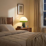 Verdura Dome Small Table Lamp in Marble and Brass with Green Glass Accent