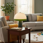 Verdura Dome Table Lamp with Marble Base and Green Glass Accent