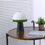 Verdura Dome Small Table Lamp in Marble and Brass with Green Glass Accent