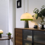 Verdura Dome Table Lamp with Marble Base and Green Glass Accent